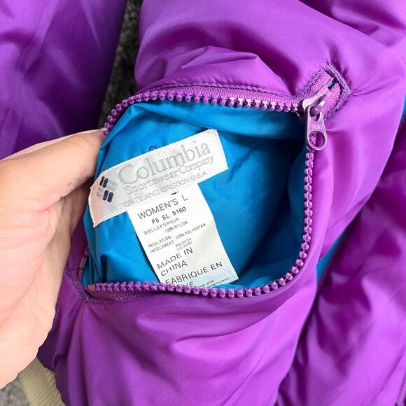 Columbia Coat Women’s Large Reversible Blue and Purple Nylon Zip Up Vintage - Picture 6 of 9